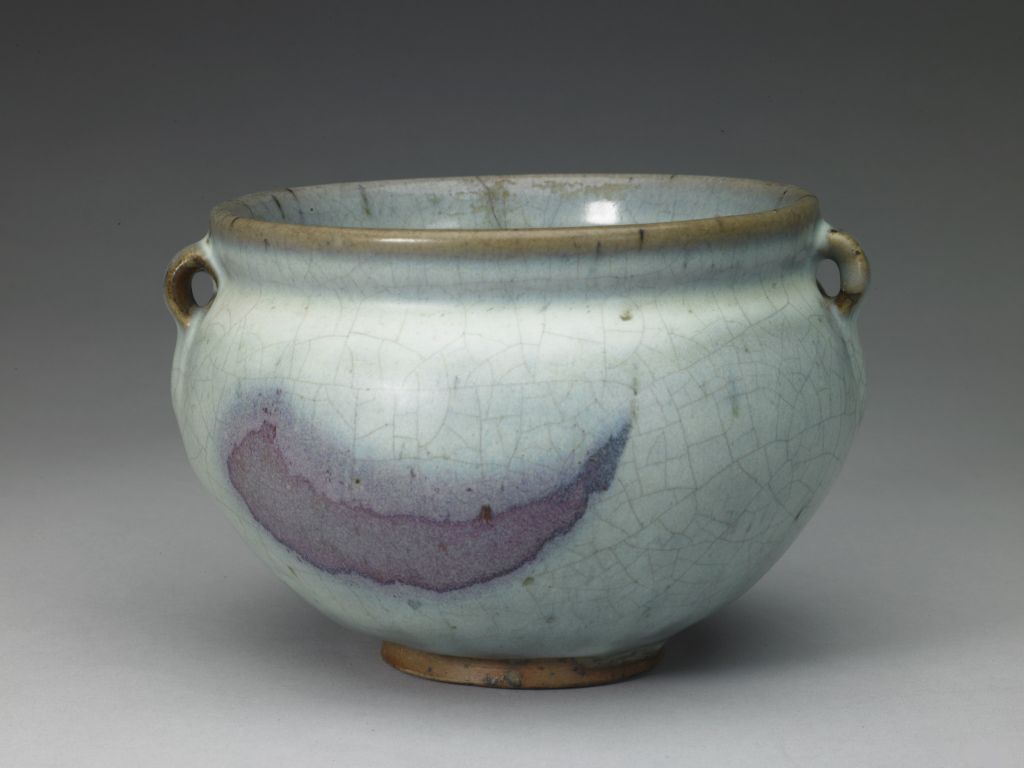 图片[1]-Jun Kiln Sky Blue Glaze Purple Red Spot Double System Pot-China Archive